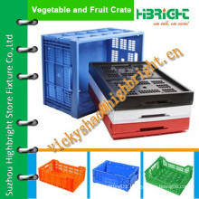 mesh grid plastic crate with solid base in bottom